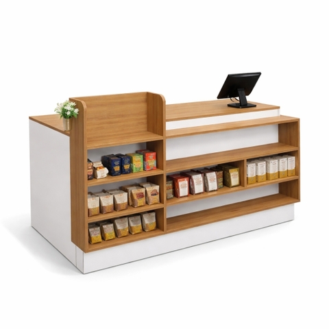 Quầy Thu Ngân MDF Melamine 180x50x85cm Kệ Trưng Bày Kết Hợp Hiện Đại KN Home Decor