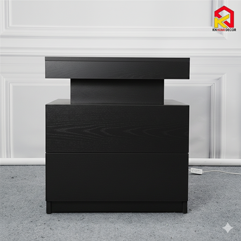 Tab đầu giường MDF phủ Melamine thiết kế tối giản, phát sáng, có ngăn kéo tiện dụng, ngăn bí mật thương hiệu KN Home Decor.
