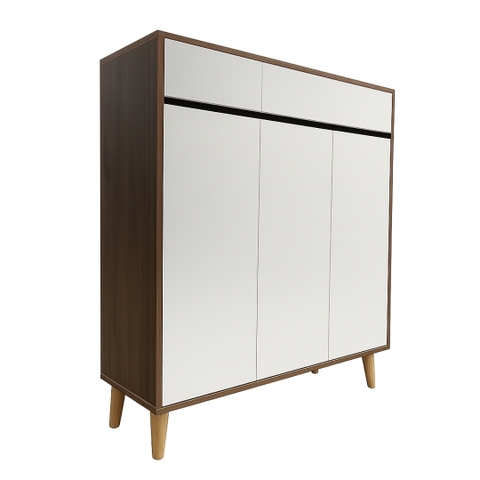 Tủ giày 3 cánh 2 ngăn kéo kích thước 185x50x85cm, gỗ MDF lõi xanh chống ẩm phủ Melamine chống trầy xước. Thiết kế hiện đại, lưu trữ nhiều tầng tiện lợi