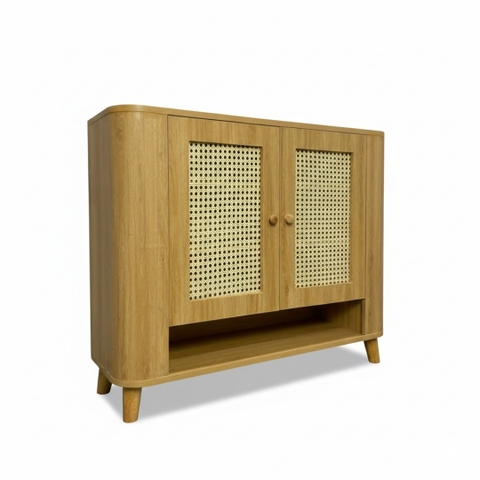 Tủ giày mây nhựa KN Home Decor thiết kế gọn gàng cho không gian nhỏ.