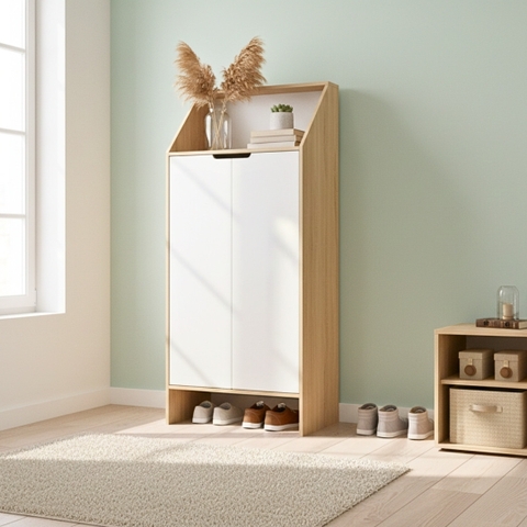 Tủ giày gỗ MDF phủ Melamine  hiện đại, thiết kế đa năng, nhiều kích thước, thương hiệu KN Home Decor.