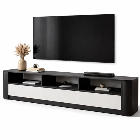 Tủ Kệ Tivi MDF Melamine 220x35x55cm Phong Cách Hiện Đại Bo Góc Mềm KN Home Decor KN-TV2203555