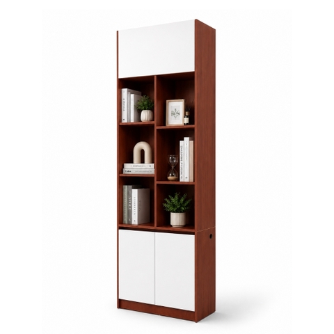Tủ Kệ Trang Trí 2 Cánh Mở, 1 Cánh Lật MDF Melamine 80x40x260cm – KN KTT8040260