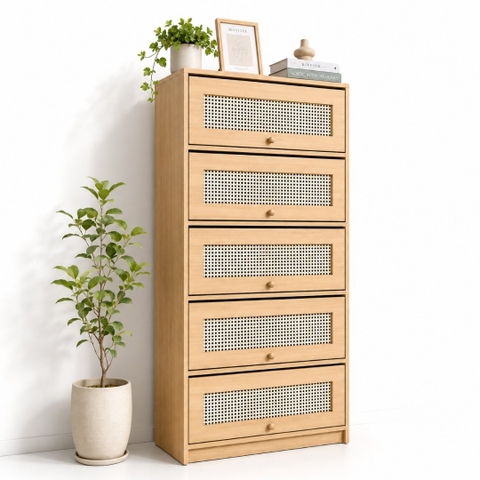 Tủ Kho Đa Năng Cánh Mây Đan MDF Chống Ẩm 80x32x172cm KN-TKDN8032172