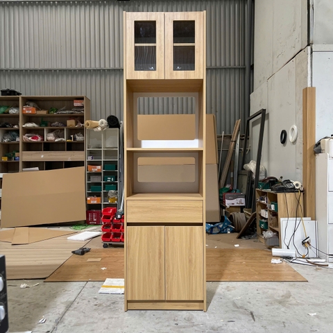 Tủ Pantry Kịch Trần MDF Melamine 60x48x219cm Tủ Bếp Mini Đa Năng Hiện Đại KN Home Decor