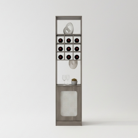 Tủ rượu gỗ MDF phủ Melamine hiện đại, phối kính trong sang trọng, thương hiệu KN Home Decor.