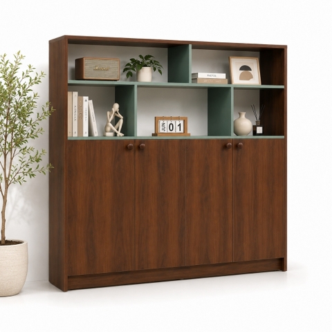 Tủ Sách Kết Hợp Tủ Lưu Trữ MDF Chống Ẩm 150x30x120cm KN-TS15030120