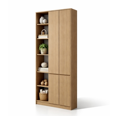 Tủ Sách Kết Hợp Tủ Lưu Trữ MDF Melamine 100x30x210cm KN Home Decor