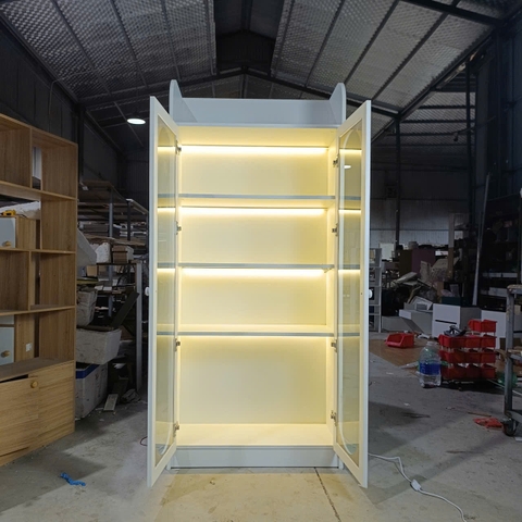 Tủ trang trí phòng khách cánh kính cường lực 5mm cao 180cm