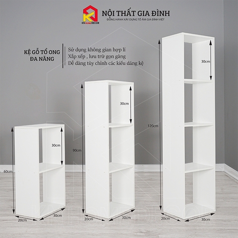 Kệ sách MDF phủ Melamine thiết kế hiện đại, nhiều tầng chứa, thương hiệu KN Home Decor.