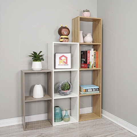 Kệ sách MDF phủ Melamine thiết kế hiện đại, nhiều tầng chứa, thương hiệu KN Home Decor.