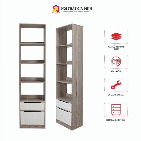 Kệ sách MDF phủ Melamine thiết kế hiện đại, nhiều tầng chứa, thương hiệu KN Home Decor.