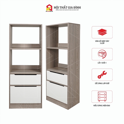 Kệ sách MDF phủ Melamine thiết kế hiện đại, nhiều tầng chứa, thương hiệu KN Home Decor.