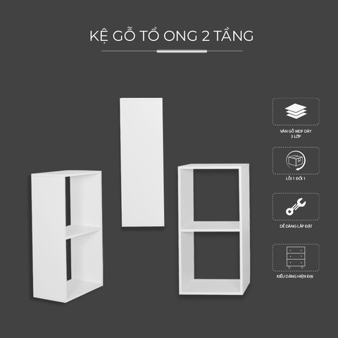 Kệ sách MDF phủ Melamine thiết kế hiện đại, nhiều tầng chứa, thương hiệu KN Home Decor.