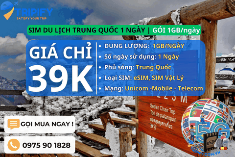 SIM DU LỊCH TRUNG QUỐC 1 NGÀY | GÓI 1GB/NGÀY