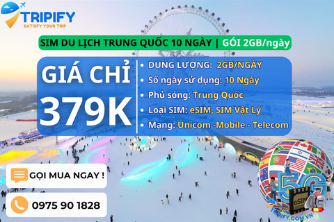 SIM DU LỊCH TRUNG QUỐC 10 NGÀY | GÓI 2GB/NGÀY