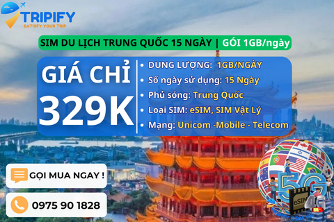 SIM DU LỊCH TRUNG QUỐC 15 NGÀY | GÓI 1GB/NGÀY