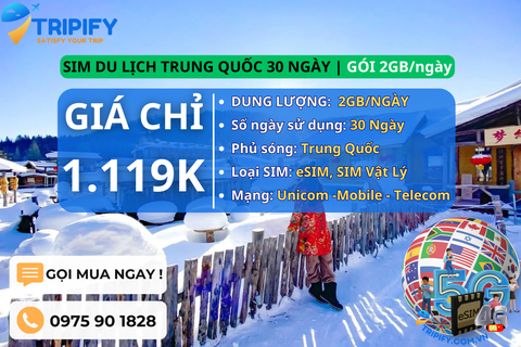 SIM DU LỊCH TRUNG QUỐC 30 NGÀY | GÓI 2GB/NGÀY