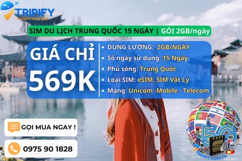 SIM DU LỊCH TRUNG QUỐC 15 NGÀY | GÓI 2GB/NGÀY