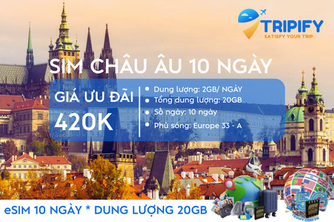 SIM CHÂU ÂU 10 NGÀY * 20GB | GIÁ ƯU ĐÃI 420K - Hotline 0975.901.828
