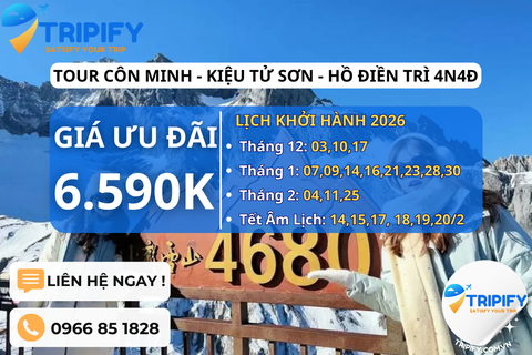 HÀ KHẨU – CÔN MINH – NÚI TUYẾT KIỆU TỬ SƠN 4N3Đ - Hotline 0966.85.1828