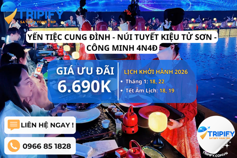 TOUR KIỆU TỬ SƠN 4N4Đ | TẶNG YẾN TIỆC CUNG ĐÌNH 2026