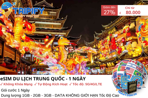 ESIM DU LỊCH TRUNG QUỐC - 1 NGÀY | GIÁ ƯU ĐÃI CHỈ TỪ 80K - Hotline 0975.901.828
