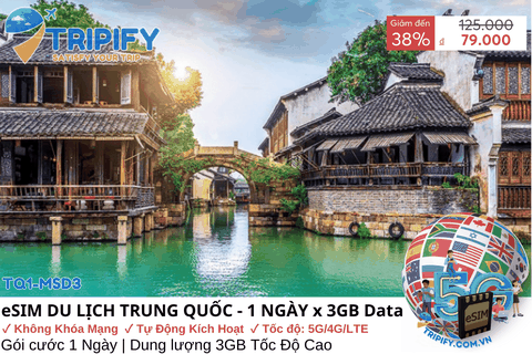 eSIM DU LỊCH TRUNG QUỐC GIÁ RẺ 1 NGÀY - DUNG LƯỢNG 3GB/NGÀY