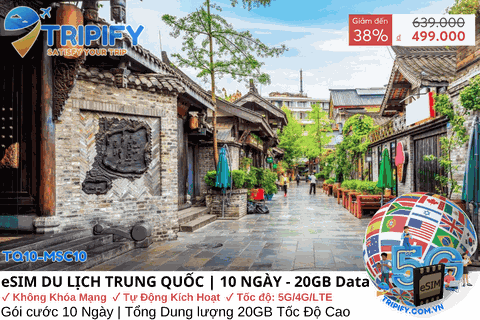 eSIM DU LỊCH TRUNG QUỐC GIÁ RẺ 10 NGÀY - DUNG LƯỢNG 20GB