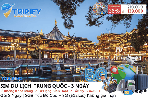 SIM DU LỊCH TRUNG QUỐC 3 NGÀY | 3GB TỐC ĐỘ CAO + KHÔNG GIỚI HẠN 3G