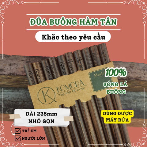 [Vỉ 5 Đôi] Đũa Buông Hàm Tân - Mẫu 235 Nhỏ Gọn