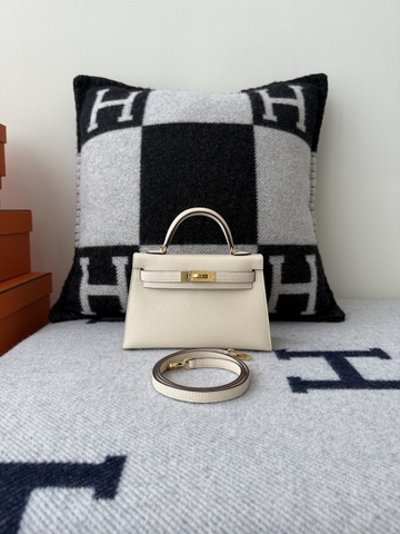 Kelly Mini II Original Leather - Chevre Skin Goat Leather - I2 Nata Cream White