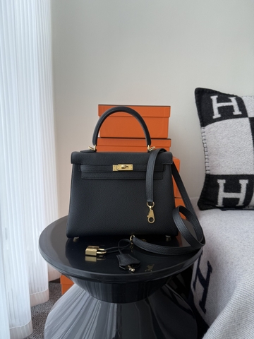 Kelly 25cm Original Leather Togo Small Cowhide Noir Gold Hardware