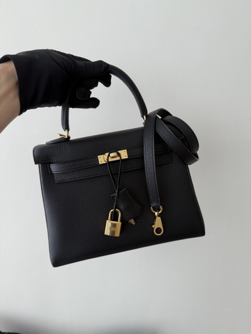 Kelly 25cm Original Leather Togo Small Cowhide Noir Gold Hardware