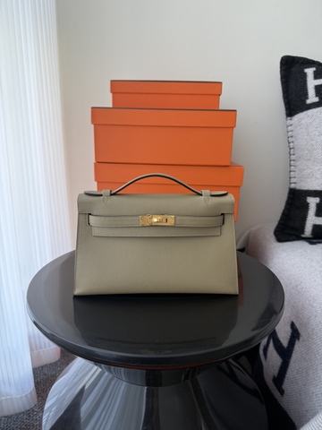 Kelly Pochette 22cm Swift Leather Beige Marfa Gold Hardware