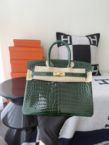 Birkin 25cm Shiny Porosus Crocodile Handbag