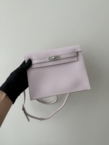 Kelly Danse 22cm Jump Dance Bag Original Leather Swift in Mauve Pale Color