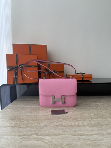 Constance 23cm New Style Mirror, Epsom Skin, CC10 Craie Color, Gold Hardware