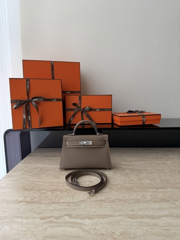 Mini Kelly II Original Leather Epsom Grey CK18