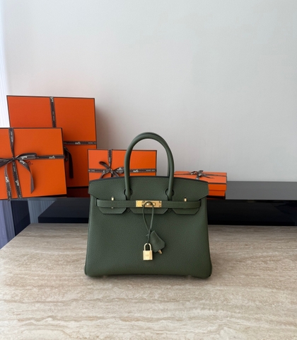 Birkin 30cm Togo Leather Bag V6 Canopy Color Jungle Green Gold Hardware