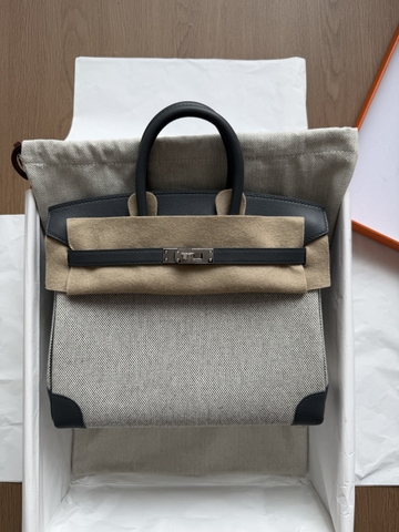 Birkin 25 Toile - Gris Misty - Swift - PHW