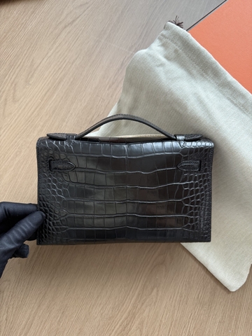 Kelly Pochette - Noir - Matted Alligator - PHW