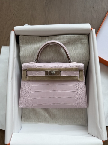 Kelly Mini - Mauve Pale - Matted Alligator - PHW