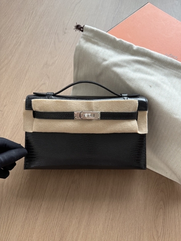 Kelly Pochette - Noir - Lizard - PHW