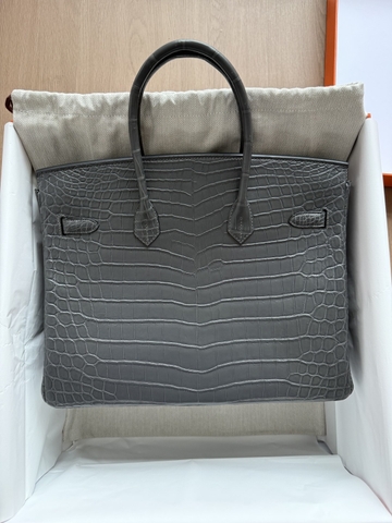 Birkin 35 - Graphite - Matted Niloticus Crocodile - PHW