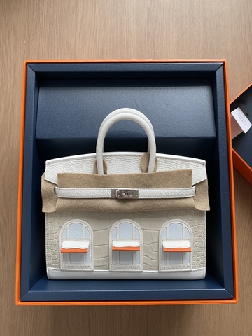 Birkin 20 Faubourg -  White/ Beton Matte Alligator