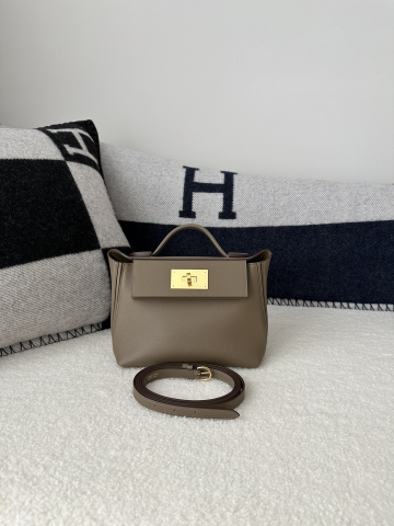 Kelly 2424 Mini Evercolor Swift 21cm CC18 Etoupe Grey Gold Hardware