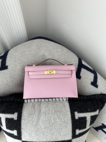 Kelly pochette 22cm  Swift X9  Mauve sylvestre  Gold hardware