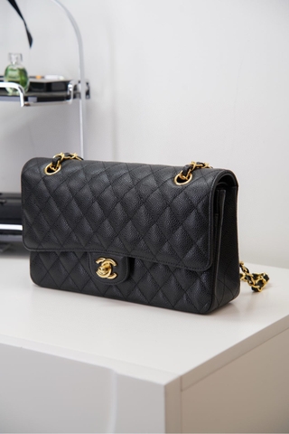 Chanel Classic Flap Black Gold Handbag