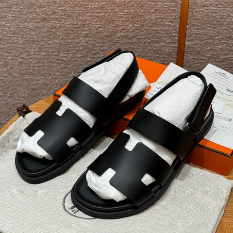 JD-650 Black Calfskin Men's Sandals